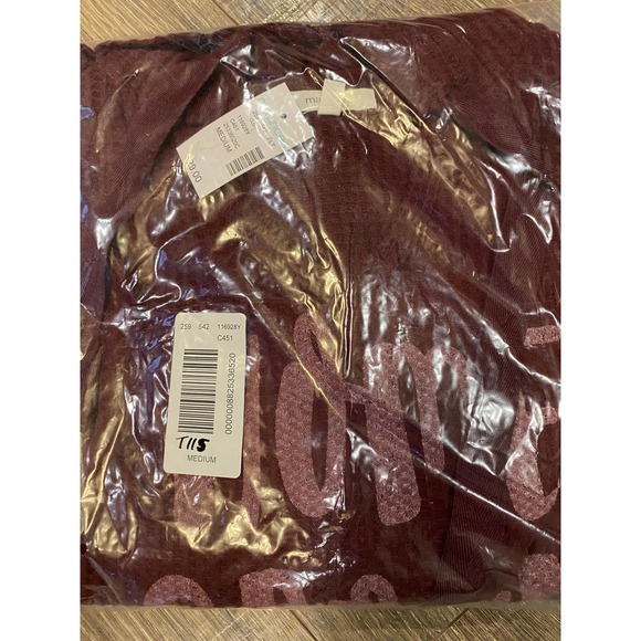 | maurices | NWT Home Grown Maroon Waffle Pullover Hoodie MED - Picture 2 of 3